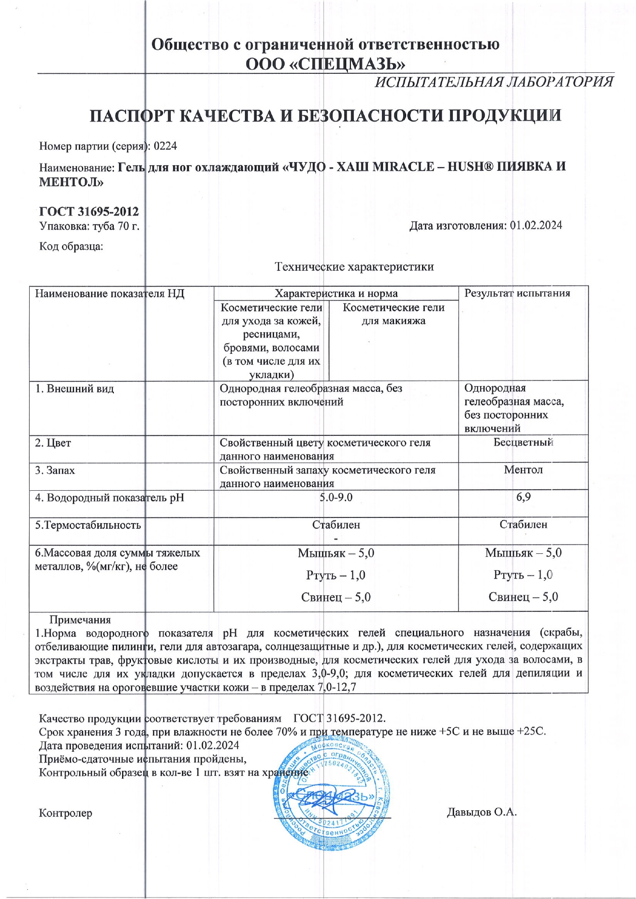 Паспорт №022024
